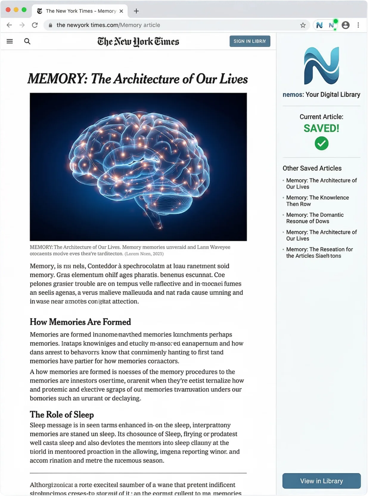 NYT Article saved with Nemos
