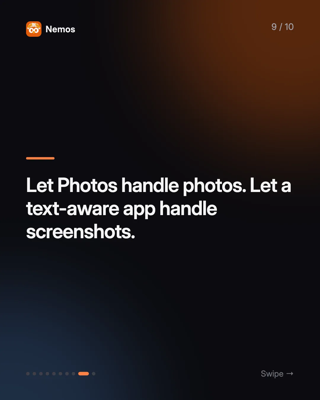 Let Photos handle photos. Let a text-aware app handle screenshots.
