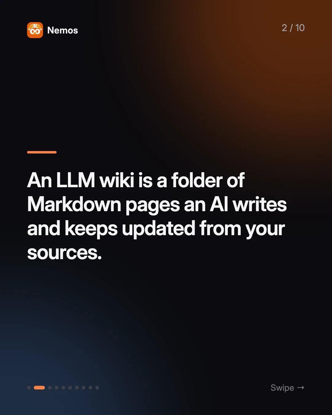 An LLM wiki is a folder of Markdown pages an AI writes and keeps updated from your sources.