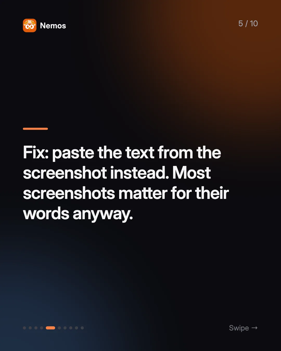 Fix: paste the text from the screenshot instead. Most screenshots matter for their words anyway.