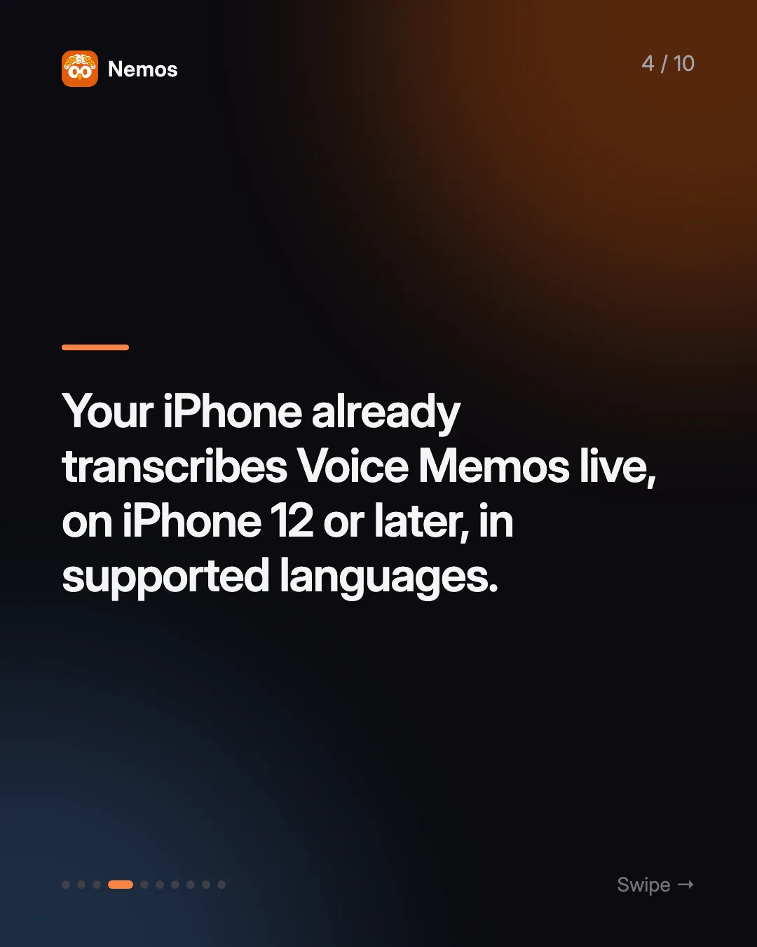 Your iPhone already transcribes Voice Memos live, on iPhone 12 or later, in supported languages.