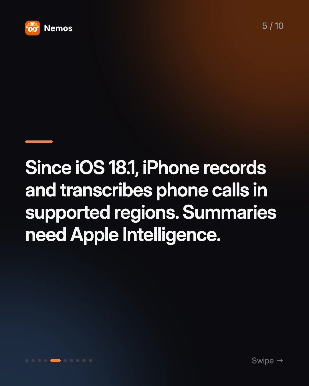Since iOS 18.1, iPhone records and transcribes phone calls in supported regions. Summaries need <a href=