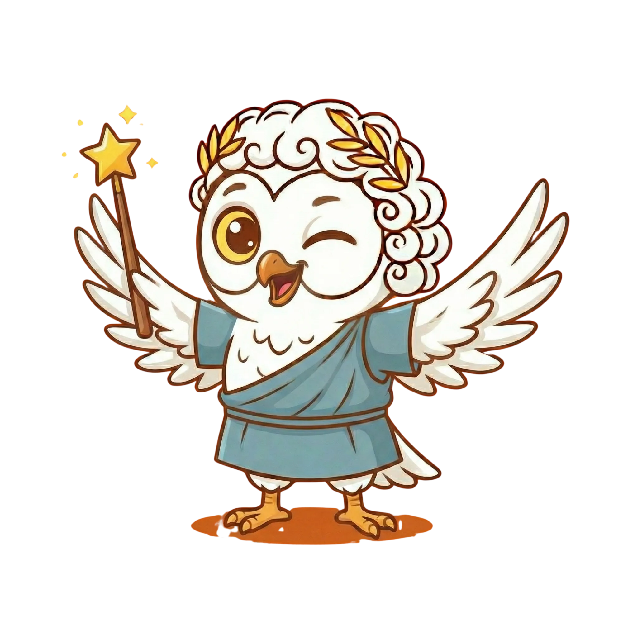 Némos owl mascot with daily routine