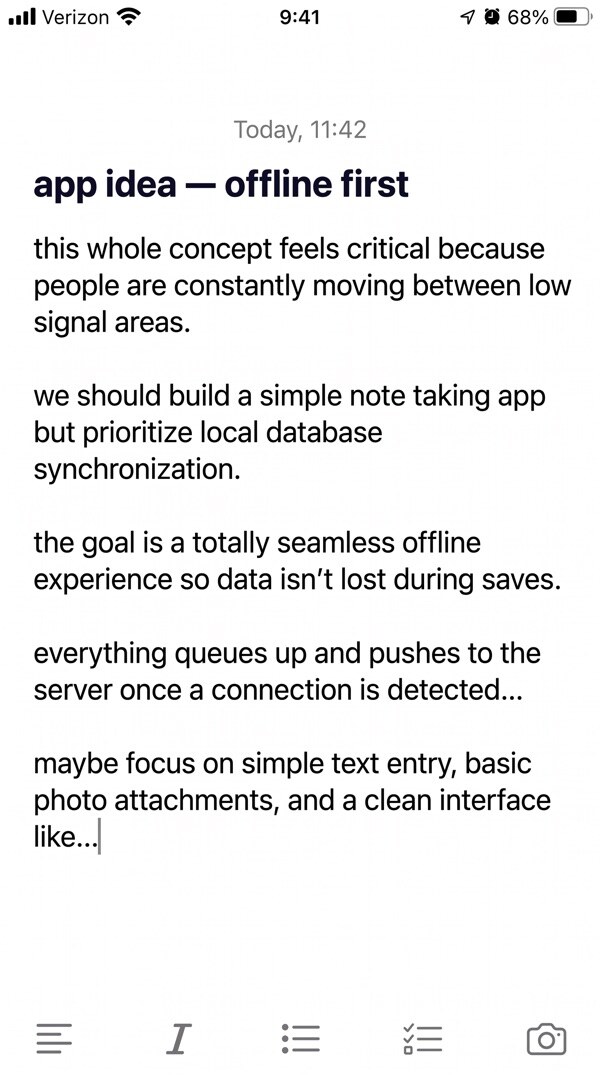 A quick idea captured as a note