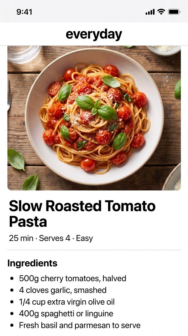 A recipe page saved from the web