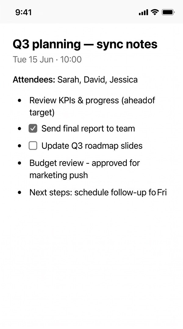 Meeting notes saved from work